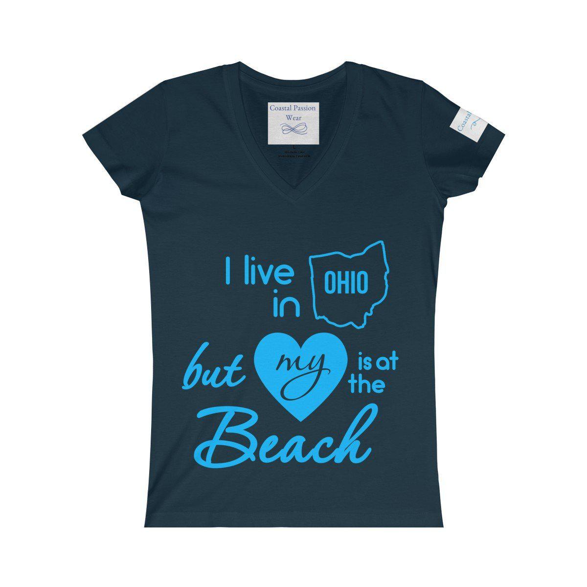 I Live In Ohio But My Heart Is at the Beach V-neck Shirt