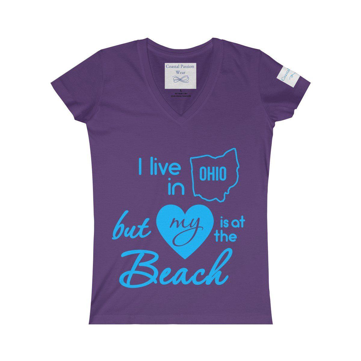 I Live In Ohio But My Heart Is at the Beach V-neck Shirt