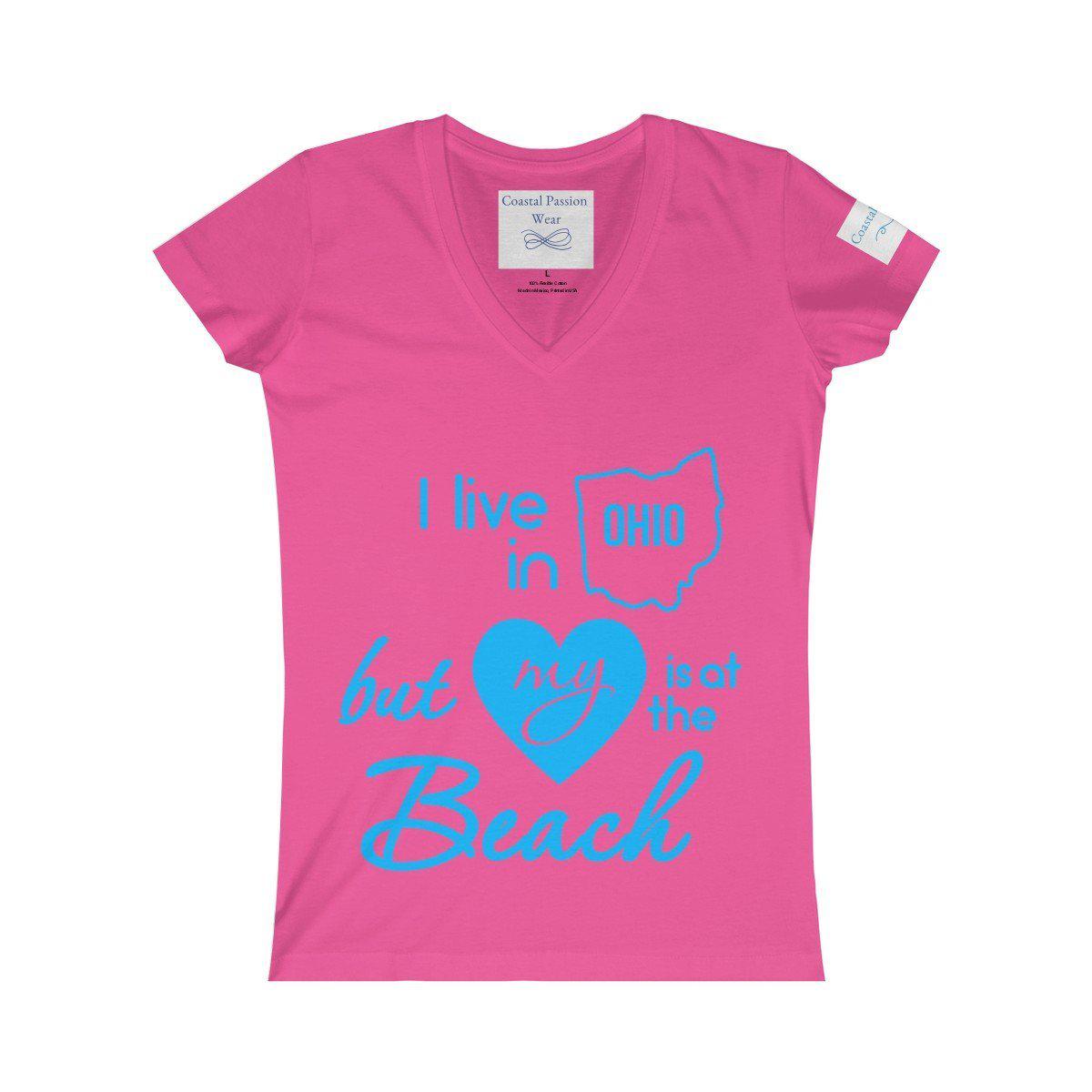 I Live In Ohio But My Heart Is at the Beach V-neck Shirt