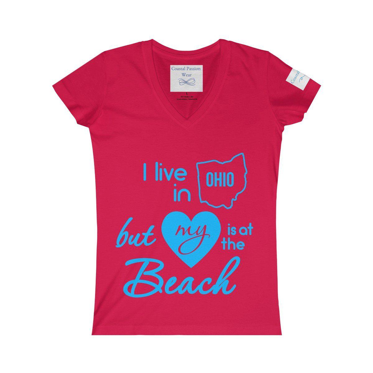 I Live In Ohio But My Heart Is at the Beach V-neck Shirt