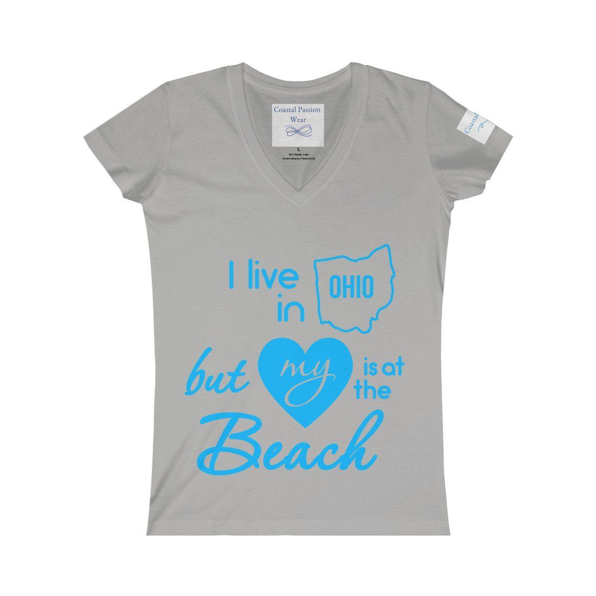 I Live In Ohio But My Heart Is at the Beach V-neck Shirt