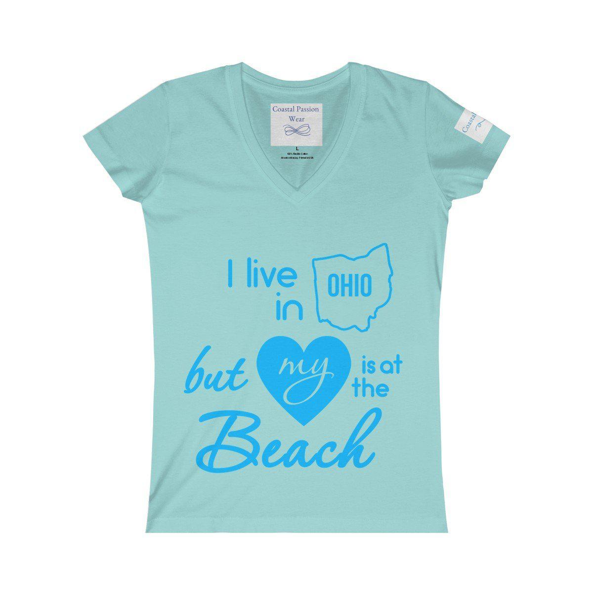 I Live In Ohio But My Heart Is at the Beach V-neck Shirt