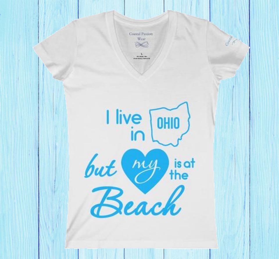 I Live In Ohio But My Heart Is at the Beach V-neck Shirt