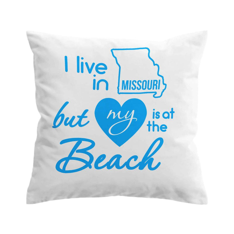I Live in Wisconsin but My Heart is at The Beach Pillow Cover