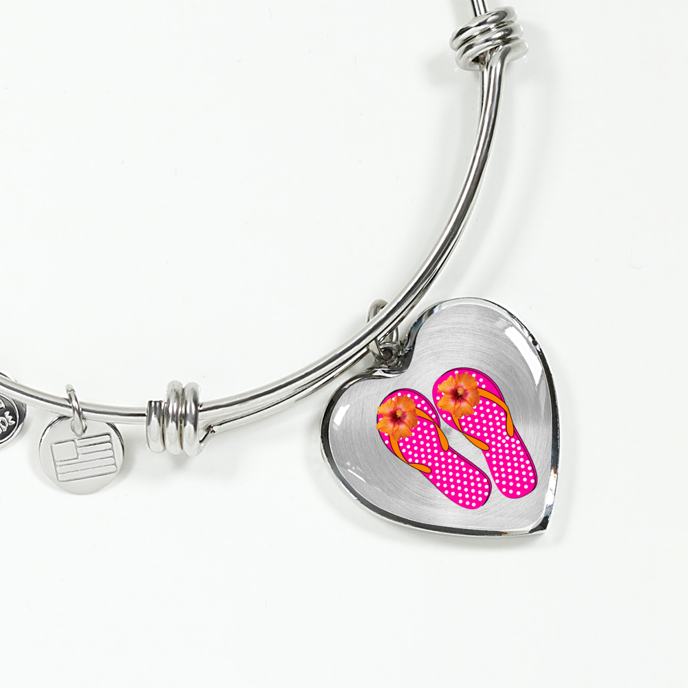 I Love Flip Flops Heart Bracelet