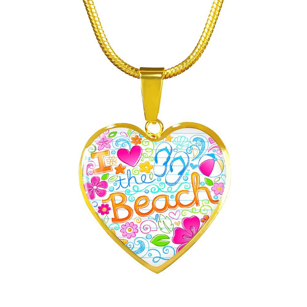 I Love The Beach Heart Necklace