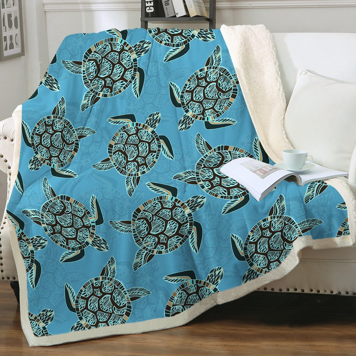 I Sea Turtles Soft Sherpa Blanket