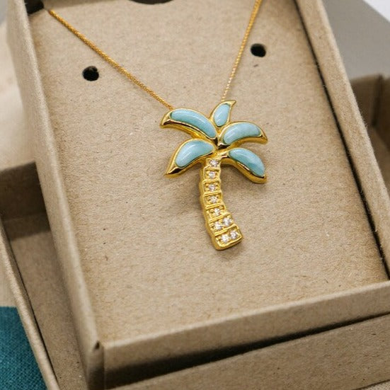 Gold Palm Tree Necklace – Maricastaña