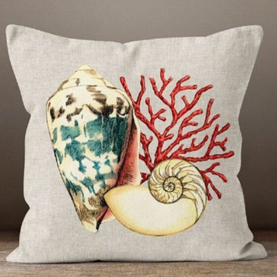 Coastal Conch Set of 4 Pillow Covers