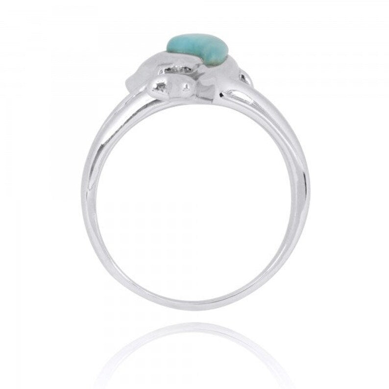 Dolphin Ring with Larimar
