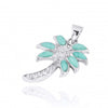 Sterling Silver and Larimar Palm Tree CZ Pendant Necklace