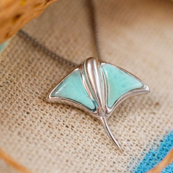 Stingray Pendant Necklace with Larimar