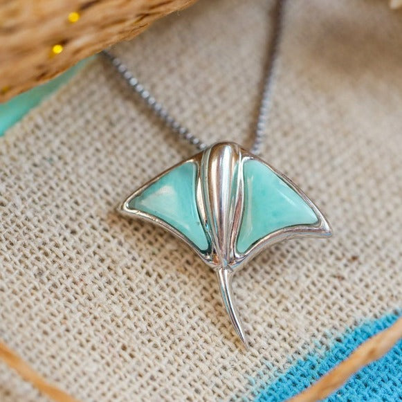 Stingray Pendant Necklace with Larimar