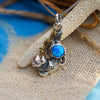 Sea Otter Pendant Necklace with Gold and Blue Opal