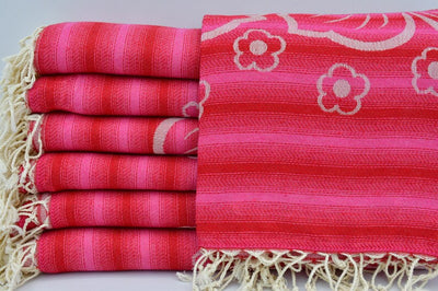 Pink Hibiscus Flowers 100% Cotton Towel