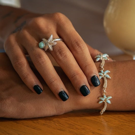 Tropical Palm Bracelet with Larimar