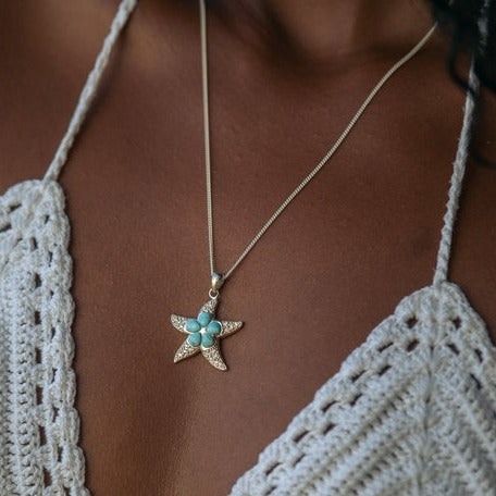 Starfish Necklace White Crystals Sterling Silver | Kay