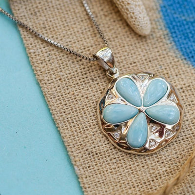 Sand Dollar Pendant Necklace with Larimar