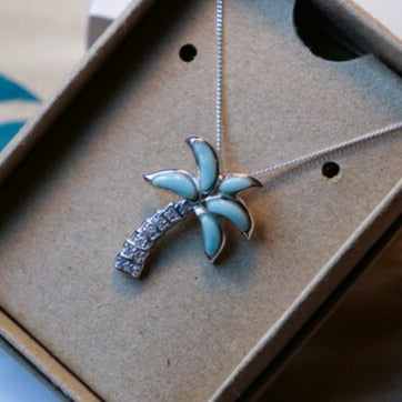 Palm Tree Necklace with Larimar