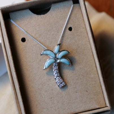 Palm Tree Necklace with Larimar