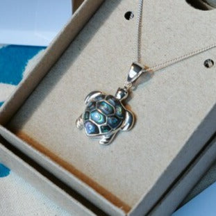 Turtle Pendant Necklace with Abalone Shell