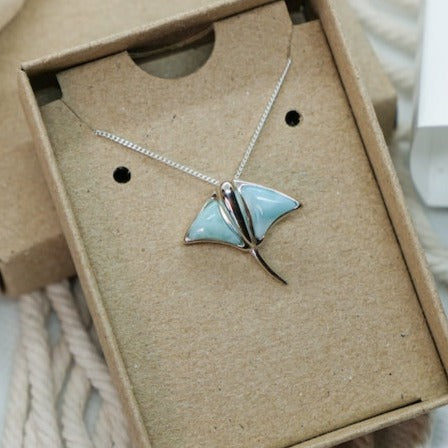 Stingray Pendant Necklace with Larimar