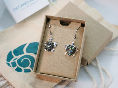 Sea Turtle Earrings with Abalone Shell