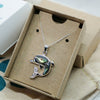 Dolphin Pendant Necklace with Abalone Shell and White CZ