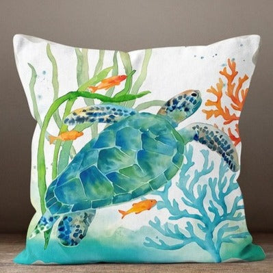 Marine Green Sealife Set of 4 Pillow Covers