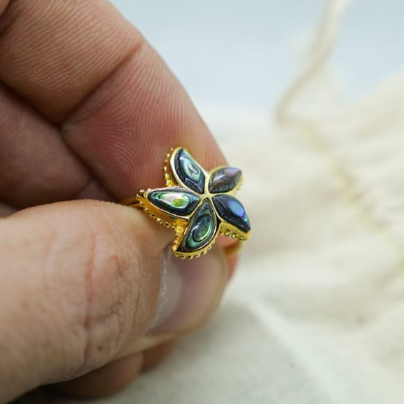 Starfish Ring with Abalone Shell