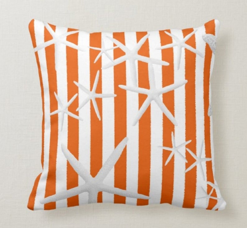 Orange Starfish Set of 4 Pillow Covers