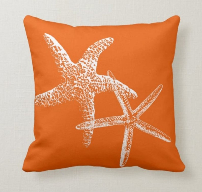 Orange Starfish Set of 4 Pillow Covers