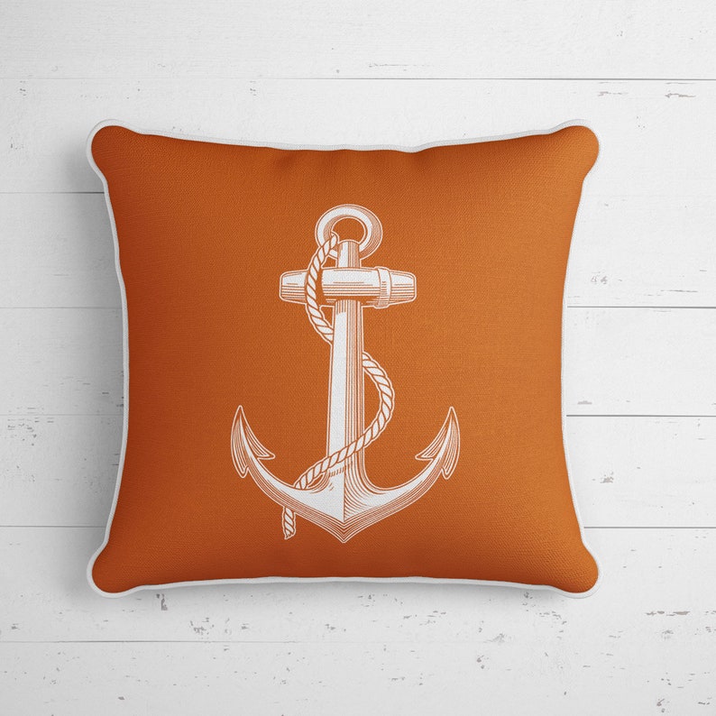 Orange Anchor Set of 4 Pillow Covers