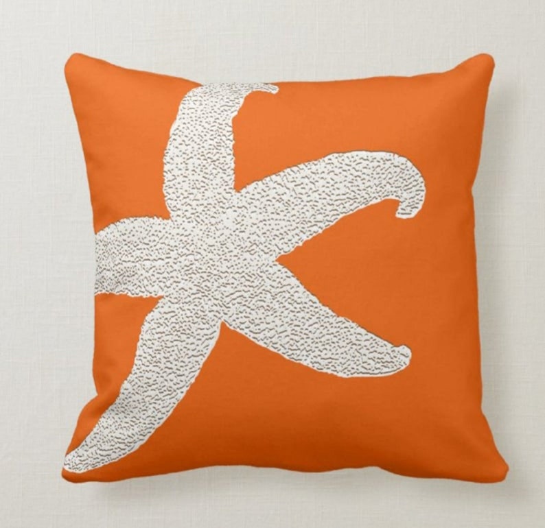 Orange Starfish Set of 4 Pillow Covers