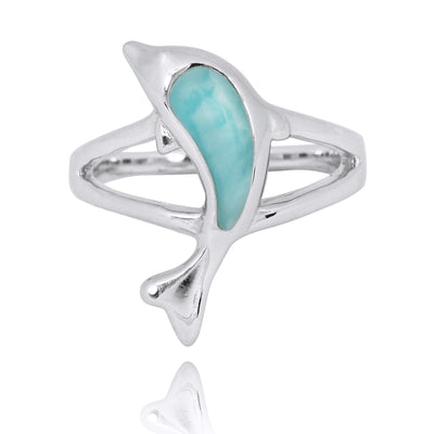 Dolphin Ring with Larimar