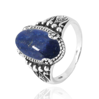 Lapis Lazuli Oxidized Silver Gemstone Ring