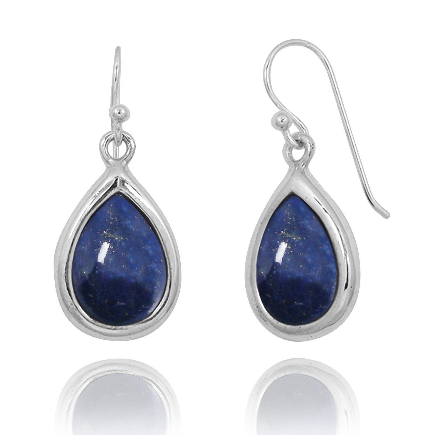 Lapis Oxidized Silver Drop Earrings