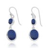 Lapis Oxidized Silver Drop Earrings with 1 Oval Shape Lapis Stone