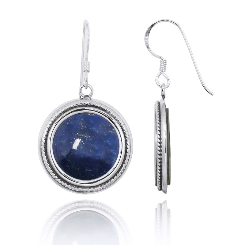 Lapis Oxidized Silver French Wire Earrings