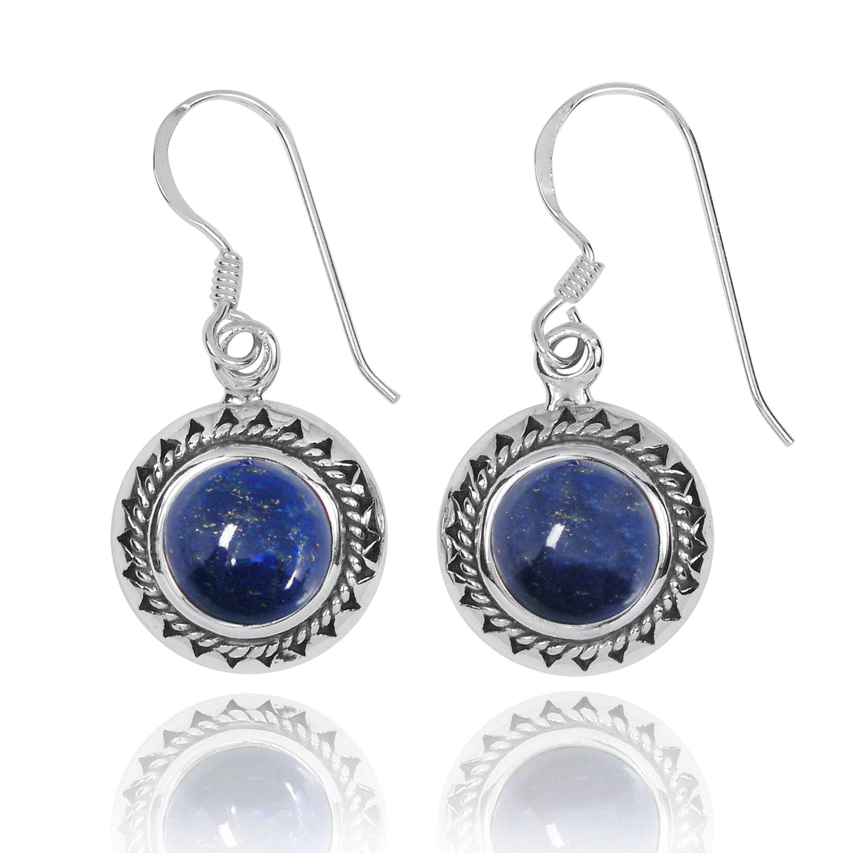 Lapis Oxidized Silver French Wire Earrings