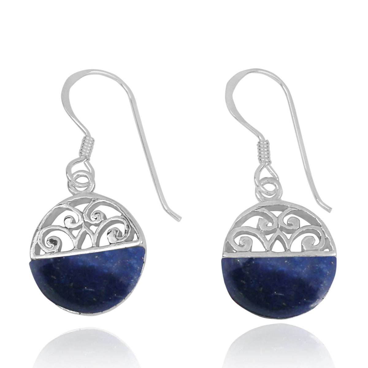 Lapis Oxidized Silver French Wire Earrings
