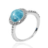 Larimar Cocktail Ring with 22 Round Shape White Topaz Stones and 8 Round Shape White Topaz Stones