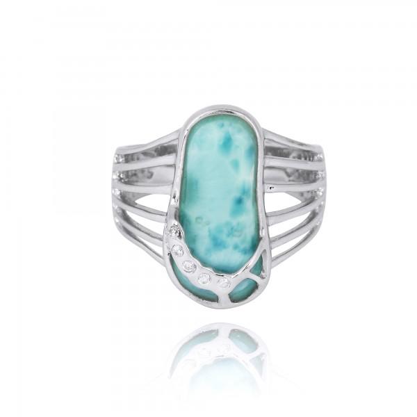 Larimar Flip Flop Ring with White CZ