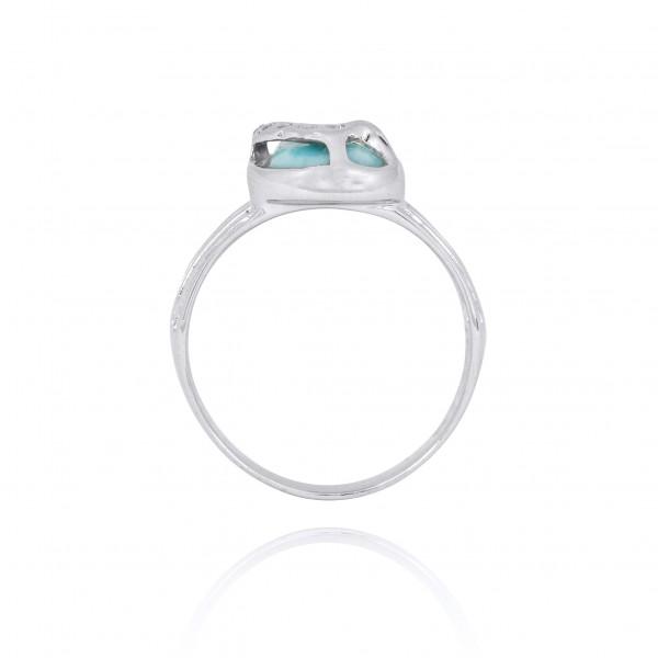 Larimar Flip Flop Ring with White CZ