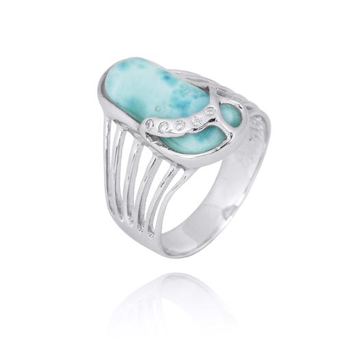 Larimar Flip Flop Ring with White CZ