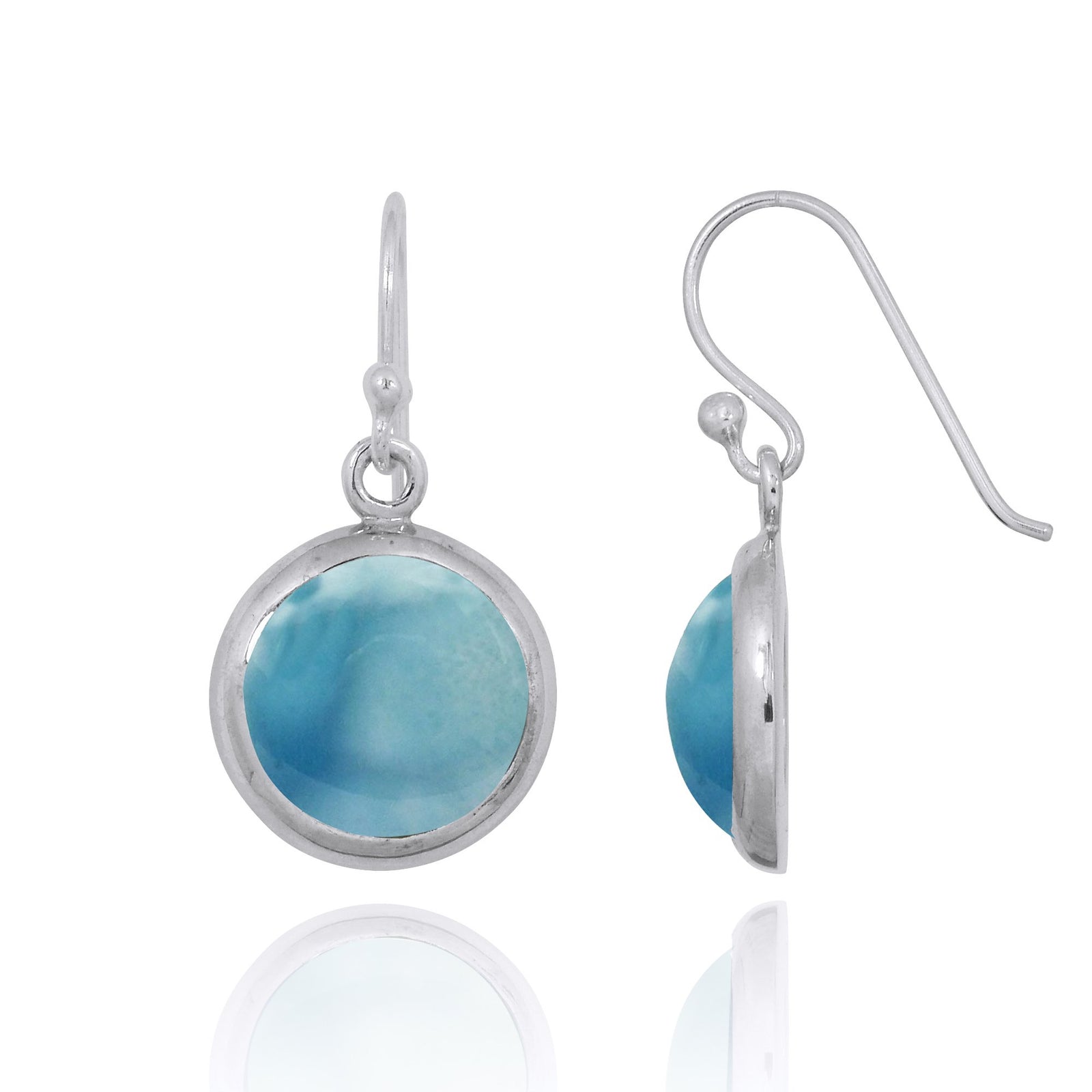 Larimar Oxidized Silver Drop Earrings