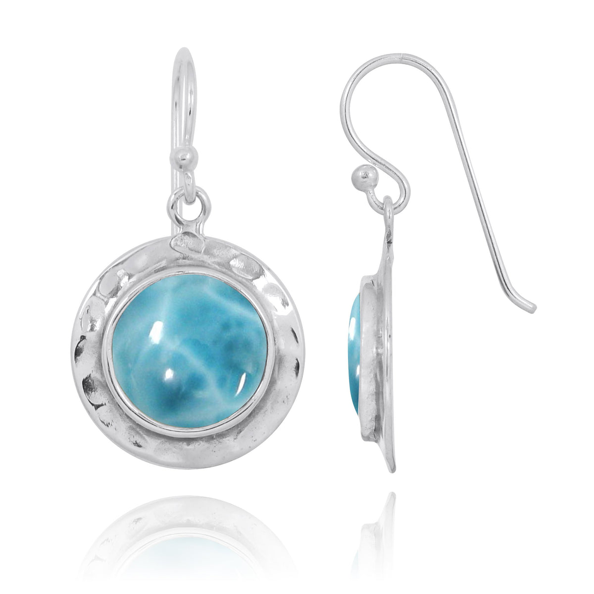 Larimar Oxidized Silver Drop Earrings