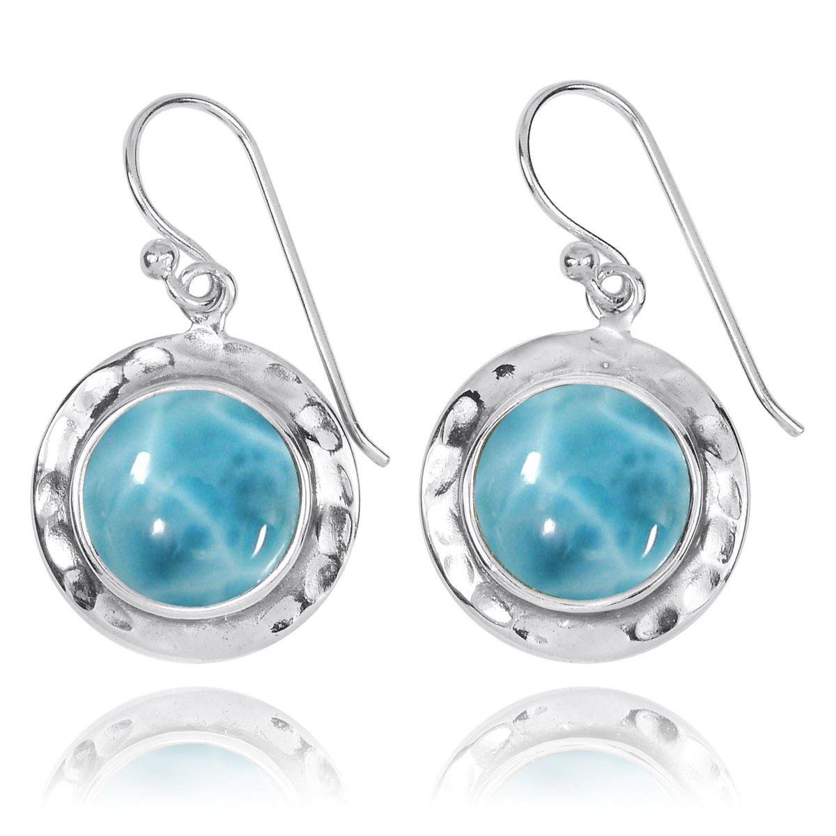 Larimar Oxidized Silver Drop Earrings