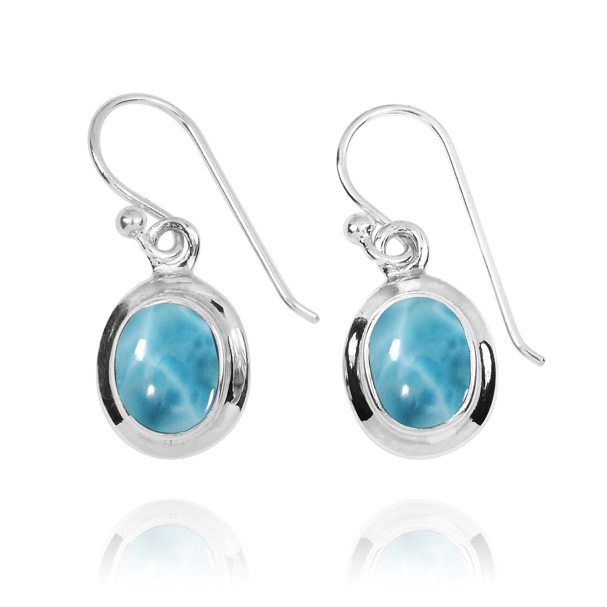 Larimar Oxidized Silver Drop Earrings