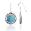 Larimar Oxidized Silver French Wire Earrings